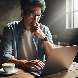 Voici un homme en train de regarder un tutoriel